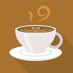 Cup of coffee cappuccino latte art, flat design