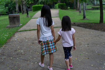 Asian Family Walk in the park