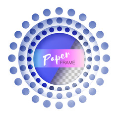 Origami Layered frame in paper art style. Design layout for banners presentations, flyers, posters and invitations. White paper cutting circle white frame with circle ornament.