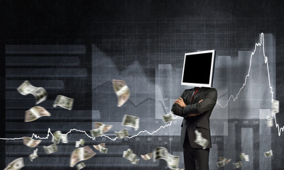 Businessman with monitor instead of head.