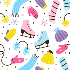 Seamless pattern with winter clothes