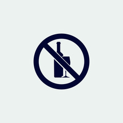 no wine icon, vector illustration. flat icon