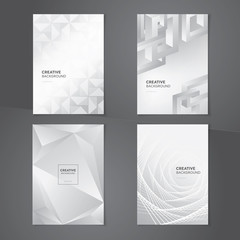 Set of modern abstract creative design white gray backgrounds
