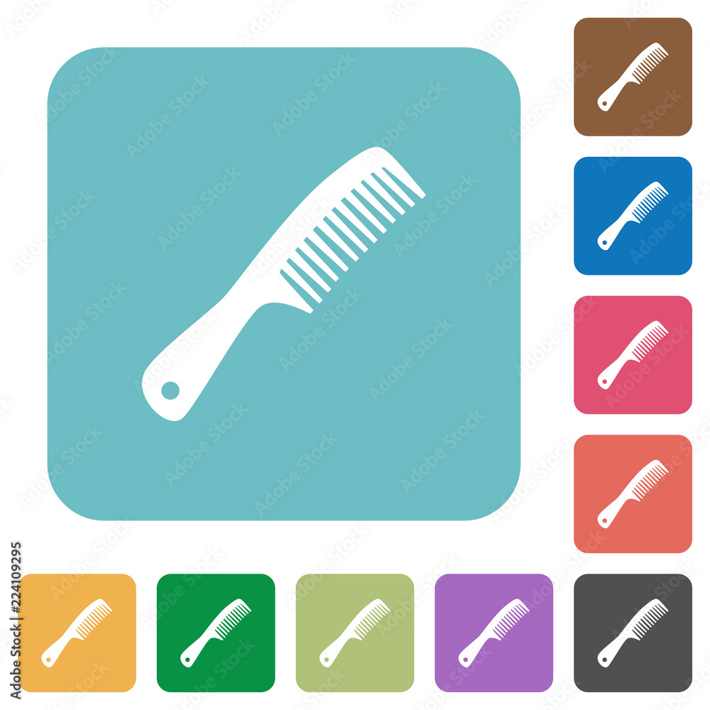 Poster comb with handle rounded square flat icons