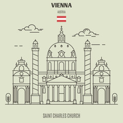 Saint Charles Church in Vienna, Austria. Landmark icon