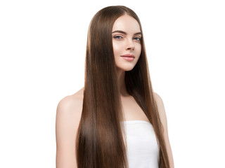 Beautiful long hair smooth woman with perfect hairstyle young model
