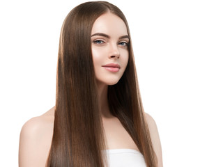 Beautiful long hair smooth woman with perfect hairstyle young model