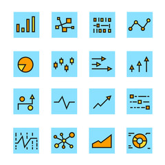 graph and chart icons for data analytics concept