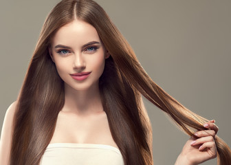 Beautiful long hair smooth woman with perfect hairstyle young model
