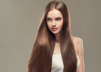 Beautiful long hair smooth woman with perfect hairstyle young model