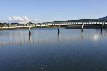 Fototapeta na wymiar Raglan Bridge over thew water