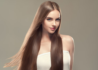 Beautiful long hair smooth woman with perfect hairstyle young model