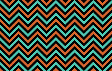 Eye-pleasing abstract chevron lines in orange, blue and black, graphic resource as abstract background, textile print, wallpaper and geometric inspiration