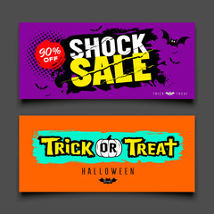 Happy Halloween sale colorful banners design collections, vector illustration
