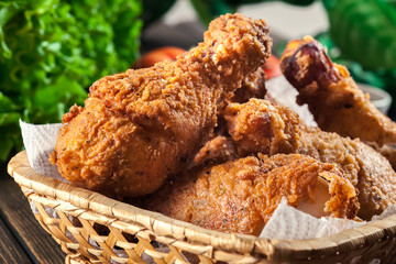 Breaded crispy fried kentucky chicken drumctick