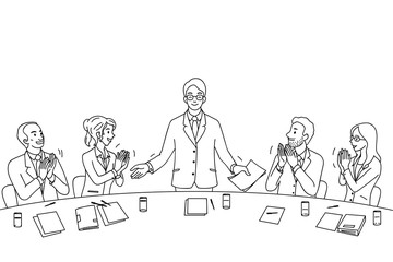 Businessman get applauding in conference linear