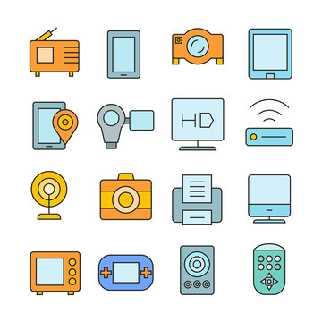 electronic device icons color style