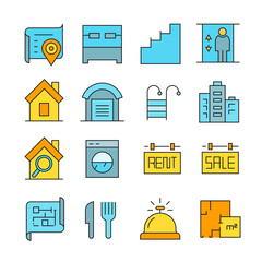 real estate icons color style
