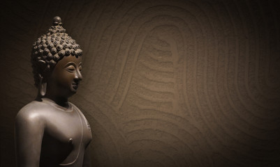 Buddha banner with brown background copy-space.