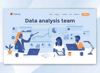 Flat Modern design of wesite template - Data analysis team