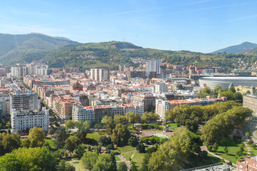 Fototapeta na wymiar panoramic view of Bilbao skyline, Spain