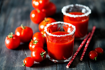 Glass of fresh tomato juice