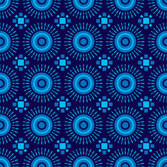 Shweshwe sun pattern blue