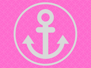 Symbol or icon of an anchor. trendy colors, pink and bright grey