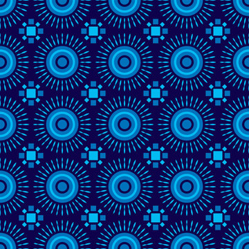 Shweshwe sun pattern blue