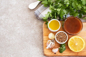 Ingredients for homemade sweet and sour sauce