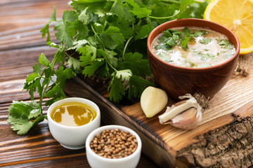 Sweet and sour sauce with ingredients