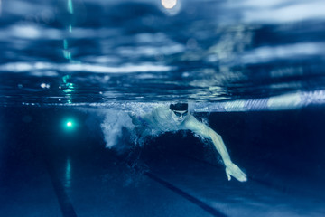 training in the pool with a coach