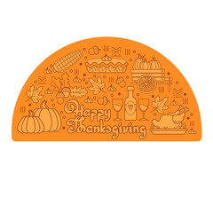 Vector set of linear cartoon icons for Thanksgiving.