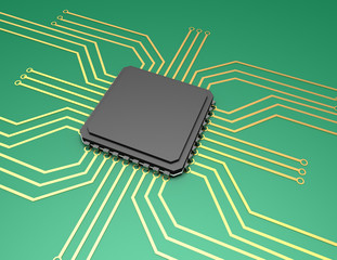 mother board with chip components background