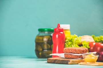 Ingredients for making hamburgers