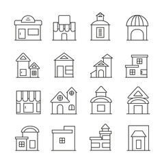 building icons set line style