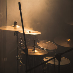Live music theme, rock band drum set