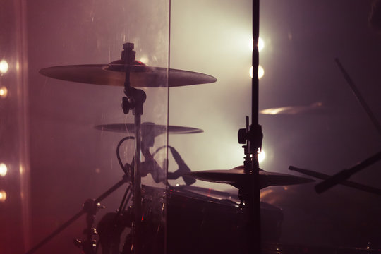 Live music background photo, rock drum set