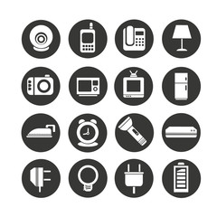 home appliance icons set in circle button style