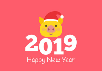 happy new year 2019 cute pig symbol background design