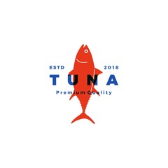Fototapeta na wymiar tuna fish logo emblem label seafood vector icon