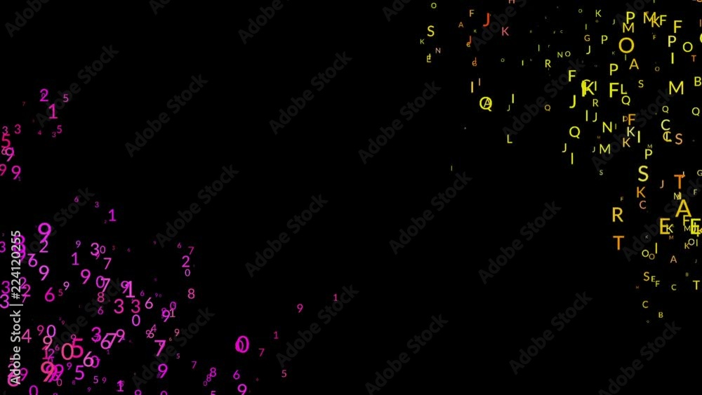 Aufkleber letters and numbers in the corners of the screen.abstract space background, geometry surfaces, lines