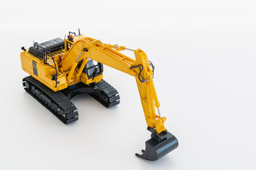 Excavator loader model on white background,Top view