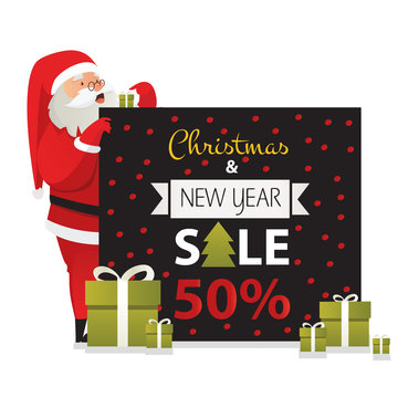 Santa Holding A Chritsmas Sale Card