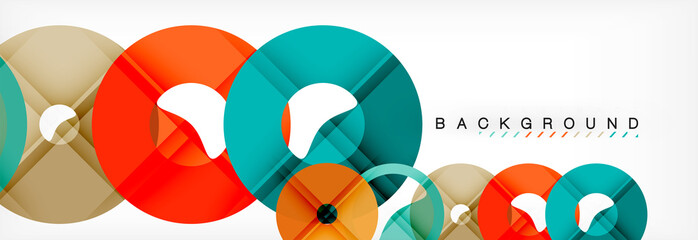 Colorful rings on grey background, modern geometric pattern design. Vector business or technology presentation design template, brochure or flyer pattern, or geometric web banner