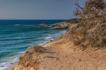La spiaggia delle Hawaii nel promontorio di Aliko, isola di Naxos GR	