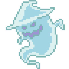 vector pixel art halloween ghost