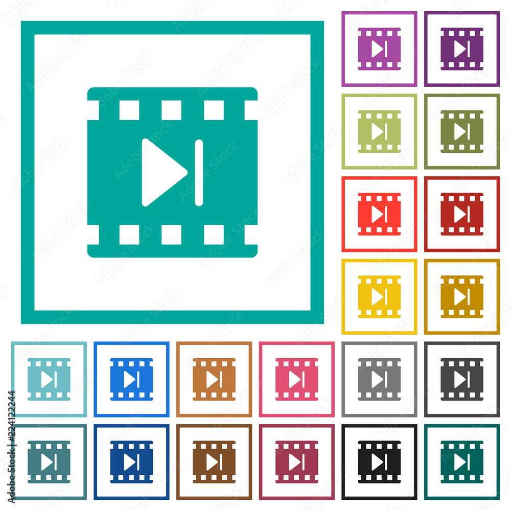 Poster Next movie flat color icons with quadrant frames