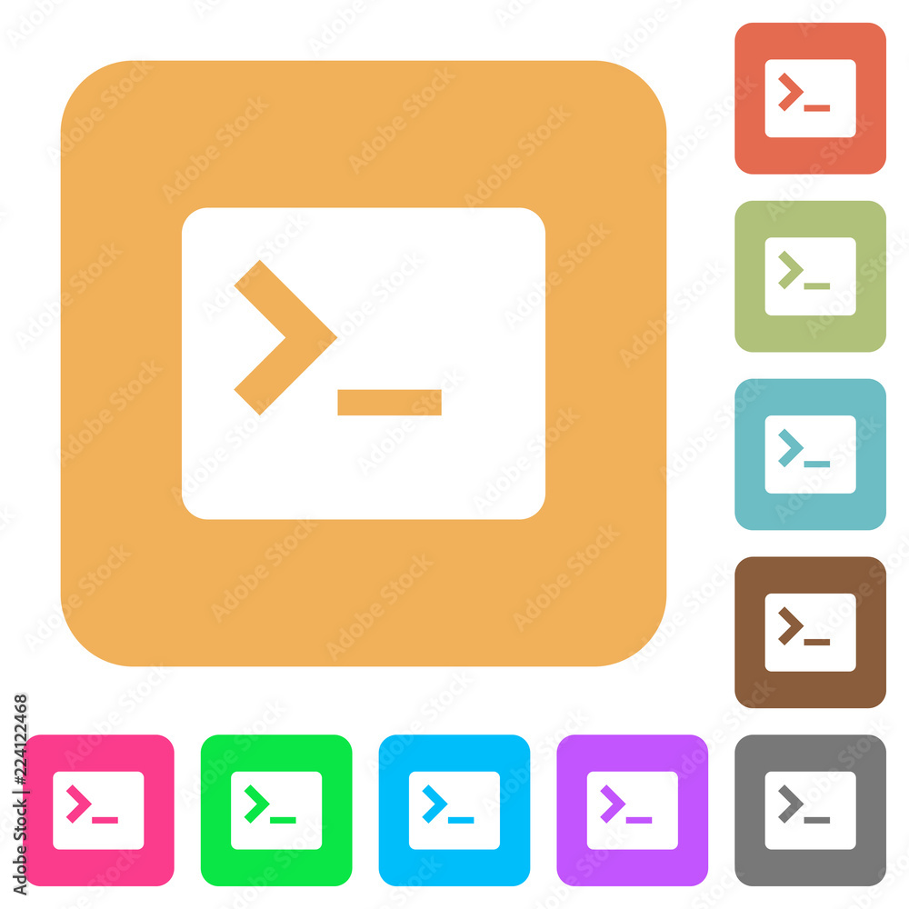 Poster command terminal rounded square flat icons