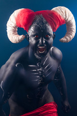 Fiery demon. A terrible demon with horns